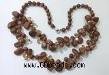 CGN532 19.5 inches chinese crystal & goldstone beaded necklaces