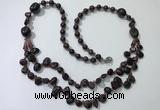 CGN539 27 inches chinese crystal & garnet beaded necklaces