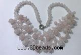 CGN555 19.5 inches stylish 4mm - 12mm rose quartz beaded necklaces