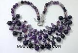 CGN569 19.5 inches stylish 4mm - 12mm striped agate beaded necklaces