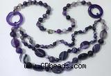 CGN597 23.5 inches striped agate gemstone beaded necklaces