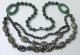 CGN604 23.5 inches imitation ruby zoisite gemstone beaded necklaces