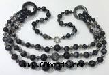 CGN631 24 inches chinese crystal & striped agate beaded necklaces