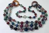 CGN632 24 inches chinese crystal & striped agate beaded necklaces