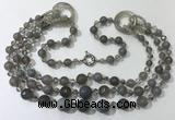 CGN638 24 inches chinese crystal & striped agate beaded necklaces