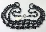 CGN642 24 inches chinese crystal & striped agate beaded necklaces