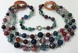 CGN643 24 inches chinese crystal & striped agate beaded necklaces