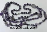 CGN680 23.5 inches chinese crystal & amethyst beaded necklaces