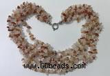 CGN723 19.5 inches stylish 6 rows red agate & rose quartz chips necklaces