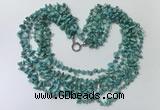 CGN727 19.5 inches stylish 6 rows turquoise chips necklaces