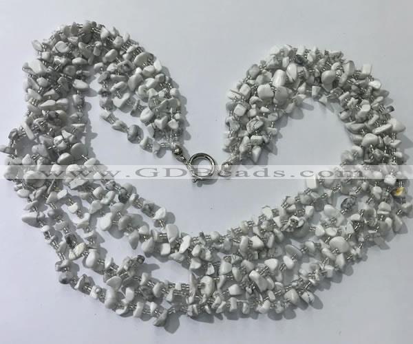 CGN730 19.5 inches stylish 6 rows white howlite chips necklaces