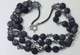 CGN806 23.5 inches 3 rows chinese crystal & blue goldstone necklaces