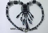 CGN813 19.5 inches chinese crystal & blue goldstone statement necklaces