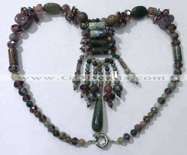 CGN815 19.5 inches chinese crystal & Indian agate statement necklaces