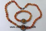 CGN873 19.5 inches 8mm round striped agate jewelry sets