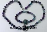 CGN879 19.5 inches 8mm round striped agate jewelry sets