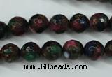 CGO11 15.5 inches 6mm faceted round gold multi-color stone beads