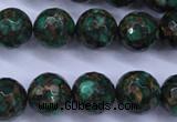 CGO116 15.5 inches 16mm faceted round gold green color stone beads