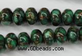 CGO122 15.5 inches 8*12mm rondelle gold green color stone beads