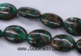 CGO146 15.5 inches 10*14mm oval gold green color stone beads