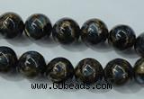 CGO163 15.5 inches 10mm round gold blue color stone beads