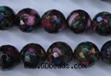 CGO17 15.5 inches 16mm faceted round gold multi-color stone beads