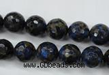 CGO174 15.5 inches 12mm faceted round gold blue color stone beads