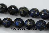 CGO176 15.5 inches 16mm faceted round gold blue color stone beads