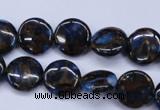 CGO200 15.5 inches 12mm flat round gold blue color stone beads