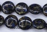 CGO202 15.5 inches 16mm flat round gold blue color stone beads