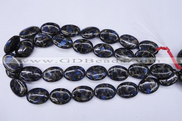 CGO210 15.5 inches 18*25mm oval gold blue color stone beads