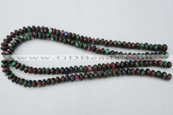 CGO22 15.5 inches 8*12mm rondelle gold multi-color stone beads