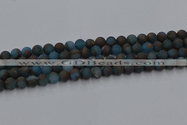 CGO258 15.5 inches 10mm round matte gold multi-color stone beads