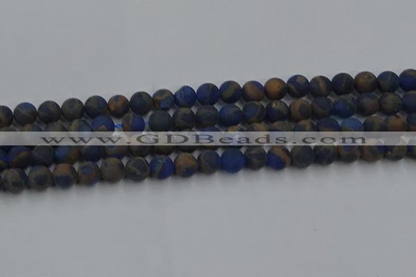 CGO262 15.5 inches 8mm round matte gold multi-color stone beads