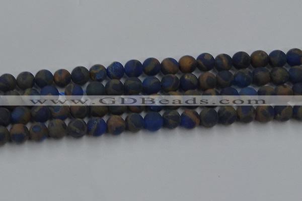 CGO263 15.5 inches 10mm round matte gold multi-color stone beads