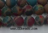 CGO267 15.5 inches 8mm round matte gold multi-color stone beads