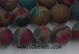 CGO268 15.5 inches 10mm round matte gold multi-color stone beads