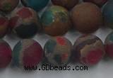 CGO269 15.5 inches 12mm round matte gold multi-color stone beads