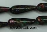 CGO30 15.5 inches 12*40mm teardrop gold multi-color stone beads