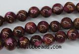 CGO53 15.5 inches 8mm round gold red color stone beads