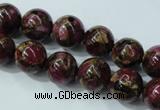 CGO54 15.5 inches 10mm round gold red color stone beads