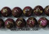 CGO55 15.5 inches 12mm round gold red color stone beads