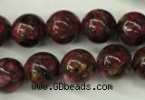 CGO56 15.5 inches 14mm round gold red color stone beads