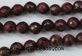 CGO62 15.5 inches 6mm faceted round gold red color stone beads