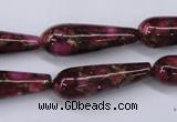 CGO78 15.5 inches 8*20mm teardrop gold red color stone beads