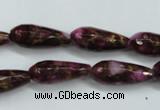 CGO83 15.5 inches 10*30mm faceted teardrop gold red color stone beads