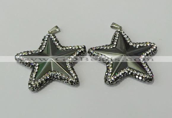 CGP158 40*40mm star hematite gemstone pendants wholesale