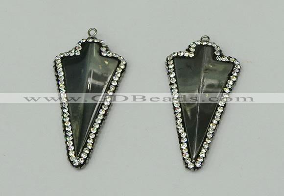 CGP163 22*45mm arrowhead hematite gemstone pendants wholesale