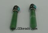 CGP188 10*55mm sticks green aventurine pendants wholesale