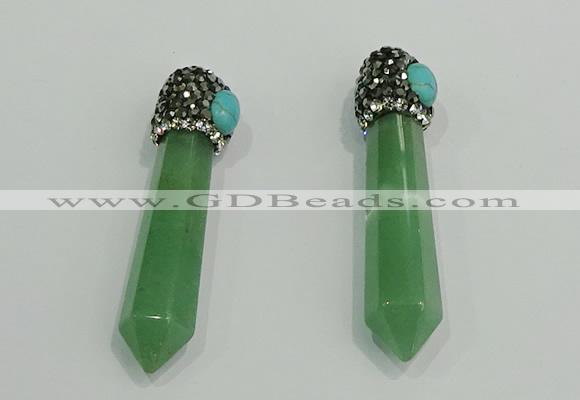 CGP188 10*55mm sticks green aventurine pendants wholesale